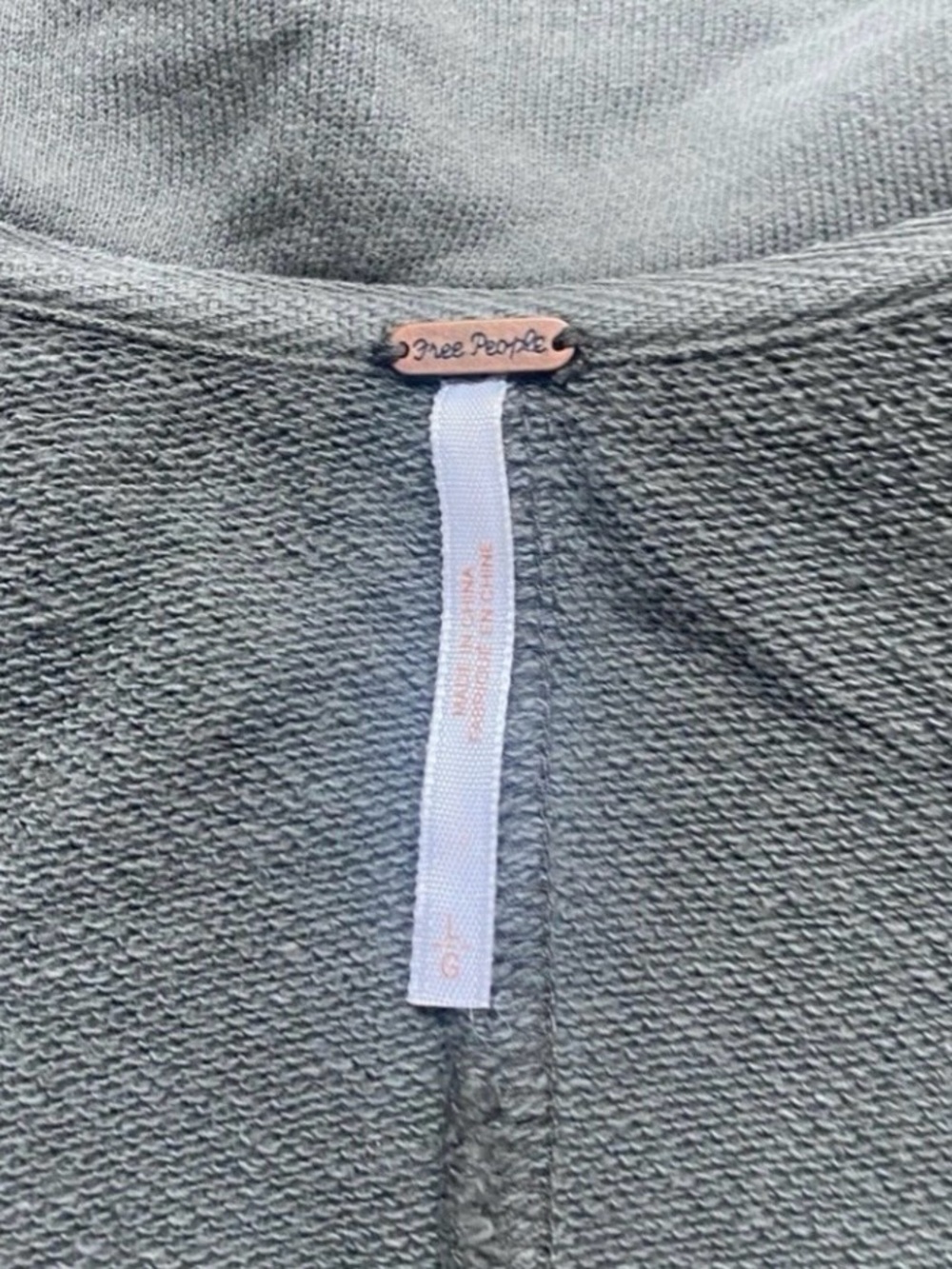Free People Womens Olive Gray Snap Button Oversize Sweatshirt Jacket Size Large - Picture 14 of 16